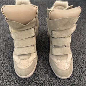 Isabel Marant Bekett High Top Wedge Sneakers Military Green Sz 38